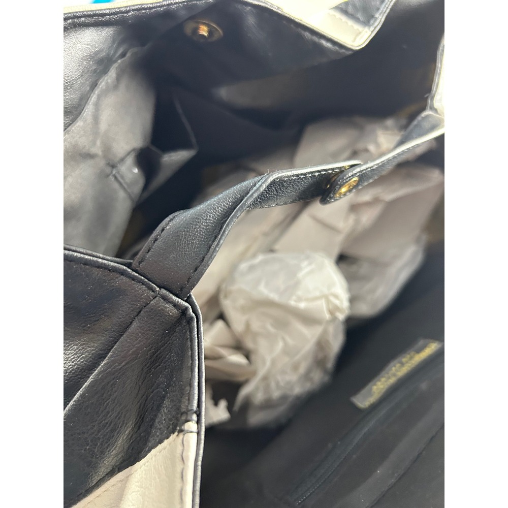 Christian Siriano for Payless Tote Bag Black White Striped Gold Chain New NWT - Picture 10 of 11